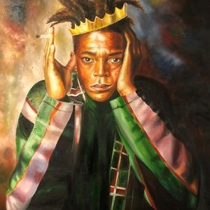 Oil painting of basquiat.